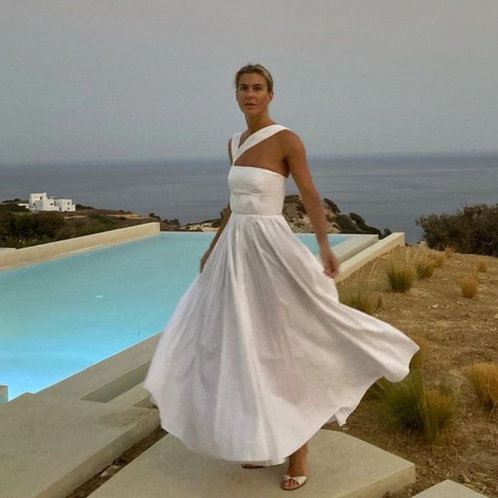 Gabriela Hearst White Asymmetrical Neckline Dress